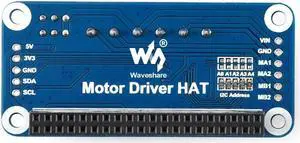 waveshare Motor Driver HAT for Raspberry Pi Zero/Zero W/Zero WH/2B/3B/3B+ via I2C Interface Driving Two DC Motors