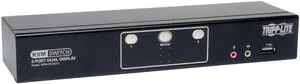 Tripp Lite 2-Port Dual Monitor DVI KVM Switch with Audio, USB 2.0 Hub & Cables (B004-2DUA2-K)