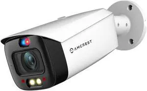 Amcrest UltraHD 4K (8MP) IP POE AI Camera, 4K @30fps, 98ft Night Color Vision F1.0, Security Outdoor Bullet Camera, Vehicle & Human Detection, Active Deterrents, Built in Microphone, IP8M-DB3946EW-3AI