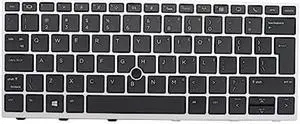 New Keyboard Replacement for HP Elitebook 730 G5, 735 G5, 830 G5, 836 G5, L15500-001 L07666-001 Silver Frame Backlit