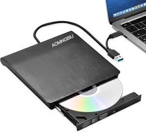 AOMNGBIU External CD/DVD Drive for Laptop USB 3.0 Portable +/-RW CD Burner Writer Reader Compatible with Mac MacBook Pro/Air iMac Desktop Windows 7/8/10/XP/Vista(Black)