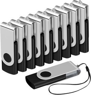 AreTop 20-Pack Flash Drive 1GB Bulk Thumb Drives USB 2.0 Metal Memory Sticks with Lanyard,Portable Keychain Jump Drive Multipack for Date Storage at Home & The Office Black