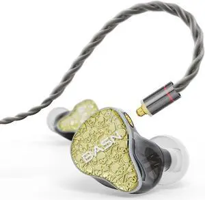 BASN Bmaster5 in Ear Monitors, 5 Drivers Drummer Headphones with Powerful Bass, Noise Isolation IEM Earbuds with Detachable MMCX Sliver-plated OFC Cable for Musicians (Starlight Gold, MMCX)