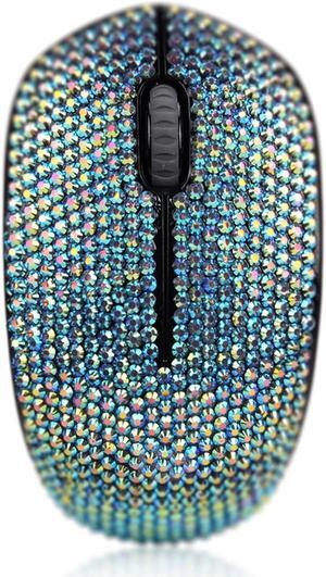Bling Crystal Rhinestone Wireless Mouse, 2.4G Noiseless Mouse with USB Receiver Portable Computer Mice for PC, Tablet, Laptop, Notebook,Girl's Gift - Pink Colorful