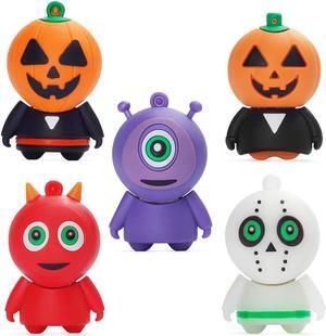 16GB USB Flash Drive 5 Pcs Halloween Pattern, BorlterClamp Memory Stick Thumb Drive, for Family and Friends