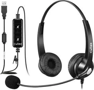 Callez USB Headset with Microphone for PC Ultra Comfort USB Headphone with Noise-Cancelling Microphone for Laptop Computer Mac Business Skype Webinar Office Remote Work