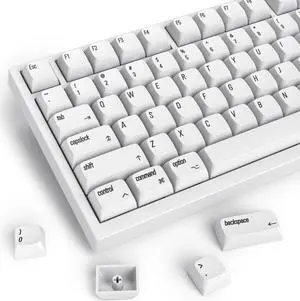 Ussixchare 128 Keys PBT Keycaps XDA Profile Keycap Set Minimalist White Mac Style Custom Keycaps for MX Switches Mechanical Keyboard(Minimalist)