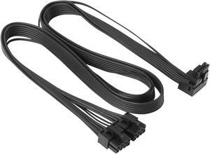 PCIE 5.0 Cable for EVGA, 16AWG 27'' Male Dual 8 Pin to 12+4 Pin 12VHPWR PCIE Cable for EVGA Power Supply (90deg Black)