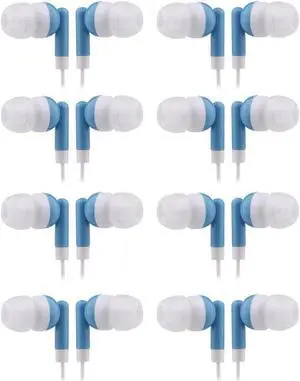 CN-Outlet Wholesale Earbuds Bulk Headphones Individually Bagged 50 Pack for Iphone, Android, MP3 Player for Schools, Libraries, Hospitals (Blue)