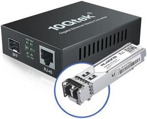 Gigabit Ethernet Media Converter, Multi-Mode Dual LC Fiber to Ethernet Converter with a 1000Base-SX Module, 1.25G Fiber to RJ45, 10/100/1000Base-Tx to 1000Base-SX, 850nm, MMF, up to 550m (1804ft)