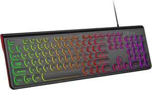 Dilter USB Wired Computer Keyboard with Backlit - Full Size Office Keyboard with Number Pad, Caps Indicators, Foldable Stands, for PC Laptop Desktop Windows 7 8 10 11 (Black)