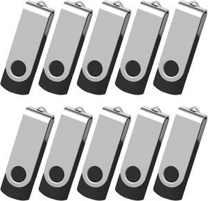 Aretop Flash Drive 2GB 10 Pack, Aretop Premium USB2.0 Classic Swivel USB 2GB Flash Drive Pen Drive Memory Stick Thumb Drive Bulk Jump Drive Pack 10Pcs Computer Data Storage Black
