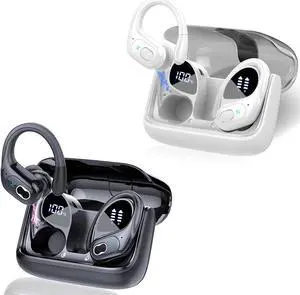 Wireless Earbuds 75hrs Bluetooth 5.4 Headphone Sport, 2024 Bluetooth Earbuds Stereo Deep Bass Over Ear Bud with Earhooks, ENC Noise Cancelling Mic, IPX7 Waterproof Earphone for Workout/Running