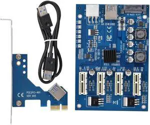 ASHATA PCI E to PCI E Adapter Card PCI E 1X to 4X PCIe USB3.0 Converter Extender Adapter Card Expansion Kit for Windows Linux