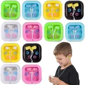 ArtCreativity Colorful Earbuds for Kids & Adults, Set of 12, Wired Earphones for Children with Clear Case and Multiple Buds, Birthday Party Favors for Teens, Goodie Bag Fillers, Stocking Stuffers