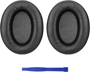 Lambskin Leather Ear-Pad Cushion Replacements for Sony WH-1000XM3 Headphones, with Soft-Touch Leather, Noise Isolation Memory Foam, Added Thickness (Black)