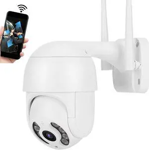 2In Waterproof PTZ Dome Camera 1080P 8 Lights Security Surveillance with Icsee 110 240V Remote Control Multiplayer Shared Motion Detection Smart Camera for Home Office(US)