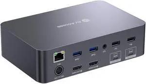 AV Access KVM Switch Dock 2 Monitors 2 Laptops, 4K KVM Switch Dual Monitor, 2 USB-C MST Ports, 60W PD for Each PC, 1G Ethernet, EDID Emulation, 2K@144Hz, 1080P@240Hz, Ideal for Home Office & Gaming