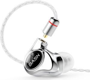 BASN Metalen PRO 4 Drivers in-Ear Monitors Headphones for musicians, Noise Isolating Enhanced Bass Sound Earphones with CNC Metal Craft Shell, Wired Upgraded Detachable MMCX Cables(Gloss Black)