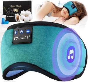 TOPOINT Sleep Mask with Headphones Bluetooth 5.2 Wireless, Sleep Headphone with Microphone Built-in HD Speakers Music, Eye Mask for Sleeping Travel Meditation for Men Women Girl Cool Gadgets