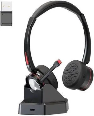 Beebang Bluetooth Headset with Microphone for PC, Wireless Headset with Mic & Mute Button, 40 Hrs Working Time, Noise Cancelling Bluetooth Headset 5.2 for Work Office Laptop Teams Business Meeting