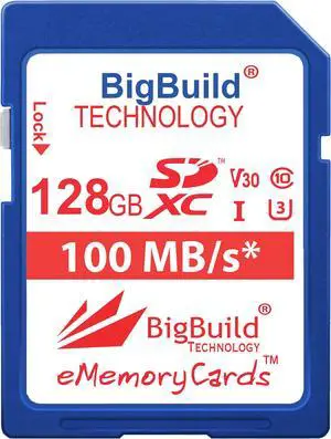 BigBuild Technology 128GB Ultra Fast U3 SDXC 100MB/s Memory Card Compatible with Olympus Pen E PL8/PL9/PL10, Pen F, Tough TG-6 Camera