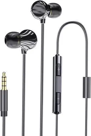 Mosonnytee earbuds wired in-ear monitor gaming earbuds with noise cancelling headphones with microphone and waterproof sweat resistant for women men compatible with Android ISO (3.5mm black)