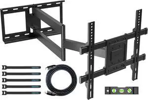 BONTEC TV Wall Mount with Extra Long Articulated Arm for 32-70 inch up to 132lbs, Universal Long Reach Arm TV Wall Mount with Tilt, Swivel, Rotate, Full Motion TV Wall Mount, Max VESA 400x400mm