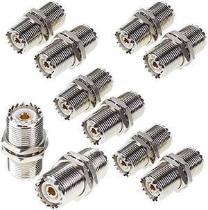 UHF Female to Female Connector Nut Bulkhead Panel Mount 10Pcs to SO239 Jack RF Coaxial Coax Cable Adapter Plug for PL-259