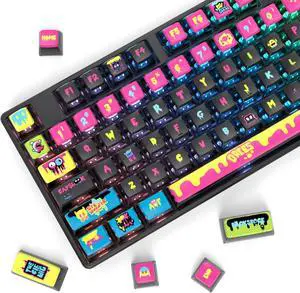 Fogruaden Pudding Keycaps 60 Percent, 120 Dye-Sublimation Keycaps Set, ASA Profile Custom Keycaps for Cherry Gateron MX Switches Mechanical Keyboard(Balck Colorful)