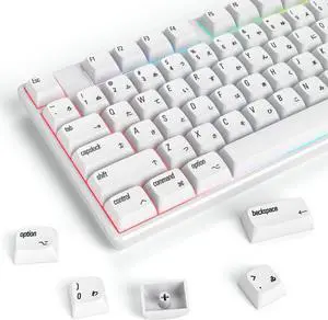 Fogruaden 128 Keys PBT Japanese Keycaps, Minimalist White Keycaps 60 percent, XDA Profile Dye-Sub 60% Keycaps for Cherry Gateron MX Switches Mechanical Keyboard(spacebar is 6.25U)