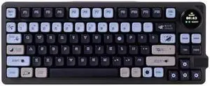 GK GAMAKAY LK75 75% Mechanical Keyboard with TFT Smart Display & Knob, Bluetooth 5.0/2.4GHz Wireless/USB-C Wired MDA Profile Keycaps 83 Keys, RGB Hot Swap Gaming Keyboard (Black-Jupiter Swicth)