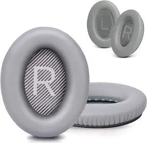 GEVO Ear Pads Cushions Replacement, Ear Pads for Bose QuietComfort 35 (QC35) and Quiet Comfort 35 II (QC35 II) Over-Ear Headphones & More, Memory Foam & Silver(PU Leather&Sheepskin Leather)