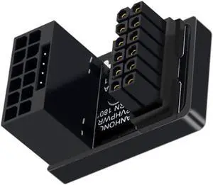 CY Adapter 12VHPWR ATX3.0 PCI-E 5.0 Power Modular Adapter 12+4Pin to 12+4 16Pin Down Angled 360 Degree Opposite U Shape Back Angled for 4080 5090TI 16Pin 12+4P Graphics Card