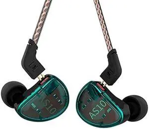 KZ AS10 in-Ear Monitors 5 Balanced Armature Driver Headset, Noise Cancelling Headphones IEMs Earphones with Detachable 2 Pin Cable for Musician,Singer,Guitarist Drummer,Church (Cyan,without Mic)