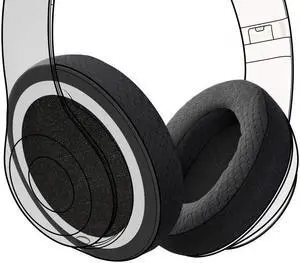 Earpadz Replacement for Beats Studio 3 and Studio 2 Ear Pads, Soft Knit Headphone Cushions (Jerzee, Black, 1 Pair)