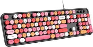 Dilter Wired Keyboard, 104 Keys Full-Sized Typewriter Keyboards, USB Plug and Play Office Keyboard with Number Pad, Caps Indicators for Windows 7 8 10, PC, Laptop, Desktop (Black Colorful)