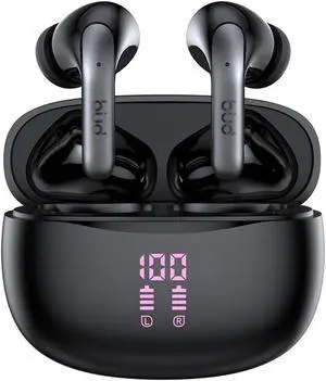iBUD S Pro Wireless Noise Cancelling Earbuds, 4 Mics Secure Comfort Fit in-Ear Buds, 36H Playtime Hi-Fi Stereo Headphones, Bluetooth 5.3 IPX5 Waterproof Earphones, LED Display Case for iOS & Android