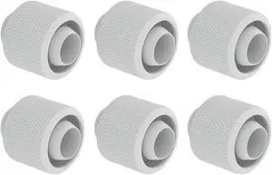 Dracaena 6 pack G1/4" thread to 3/8" ID, 5/8" OD Compression Fitting for Soft Tubing, Soft Tube Connectors for Computer Water Cooling System, White
