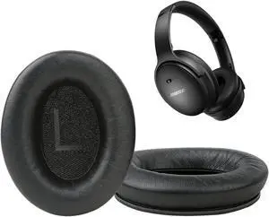 Earpads for Bose QuietComfort 45 QC45 QC35 ii QC35 Professional Headphones Ear Cushions Replacement Ear Pads Padding with Noise Cancelling Lambskin Leather Memory Foam Black