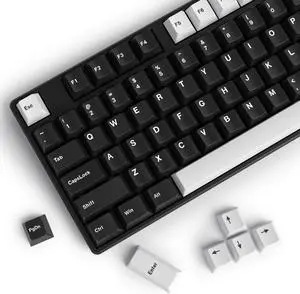 iRoboosta WOB Cherry Profile Black & White PBT Keycaps, 168 Key Custom Keycap, Minimalist Black & White Keycaps Set for Cherry Gateron MX Switches Mechanical Keyboard (WOB Black & White)