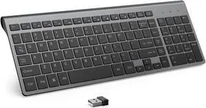 JOYACCESS Wireless Keyboard, J 2.4G Slim and Compact Wireless Keyboard with Numeric Pad for Laptop, MacBook Air, Apple, Computer, PC(Black and Grey)