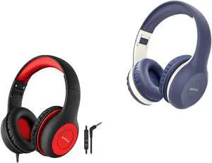 EarFun Kids Headphones Wired with Microphone, 85/94dB Volume Limit Headphones for Kids & Kids Bluetooth Headphones, K2 Kids Headphones with Volume Limited, 40H Playtime