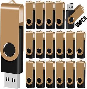 EASTBULL 2GB USB Flash Drive Bulk Thumb Drives 50 Pack with Lanyards USB 2.0 Jump Drive 2 GB Memory Sticks Zip Drive Pen Drive for Storage and Backup Gold 50PCS 2GB