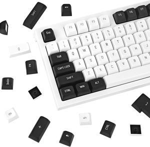 JOLINTA 150 Keys ABS Black and White Keycaps, Minimalist Double Shot Keycaps 75 Percent, CSA Profile Keycaps Set, Custom Keycaps for ANSI/ISO Layout Cherry Mx Switches Mechanical Gaming Keyboard