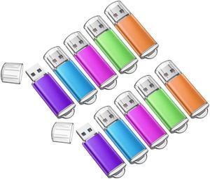 USB 3.0 Flash Drive K&ZZ 10 Pack 64GB Flash Drive 3.0 64 GB Thumb Drives 64G Memory Stick Data Drive Flash Stick U Disk, Multicolored