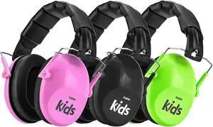 KAYNN 032 3Pack Kids Ear Protection for Noise - 28dB SNR Noise Canceling Headphones for Concerts,Sensory Headphones Autism,Age 3-16(Black+Green+Pink)