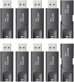 KEXIN 16GB Flash Drive 10 Pack Thumb Drive USB 2.0 Flash Drive Memory Stick USB Data Storage Jump Drive (16GB, Black)