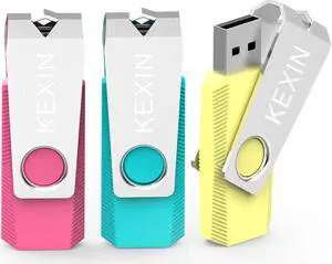 KEXIN 128GB Flash Drive 3 Pack 128GB USB Flash Drive Thumb Drive Zip Drive USB 2.0 Memory Stick USB Drive with Keychain(128G 3-Pack)