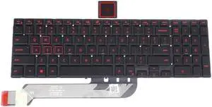 US Red Backlit Keyboard Frameless(Without Frame) Replacement Compatible with DELL G3(3779),G3(3590),G3(3579),G5(5587),G5(5590),G7(7790) -Red Print